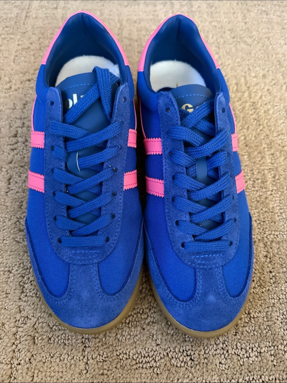 Gola Blue Sneakers with Pink Stripes